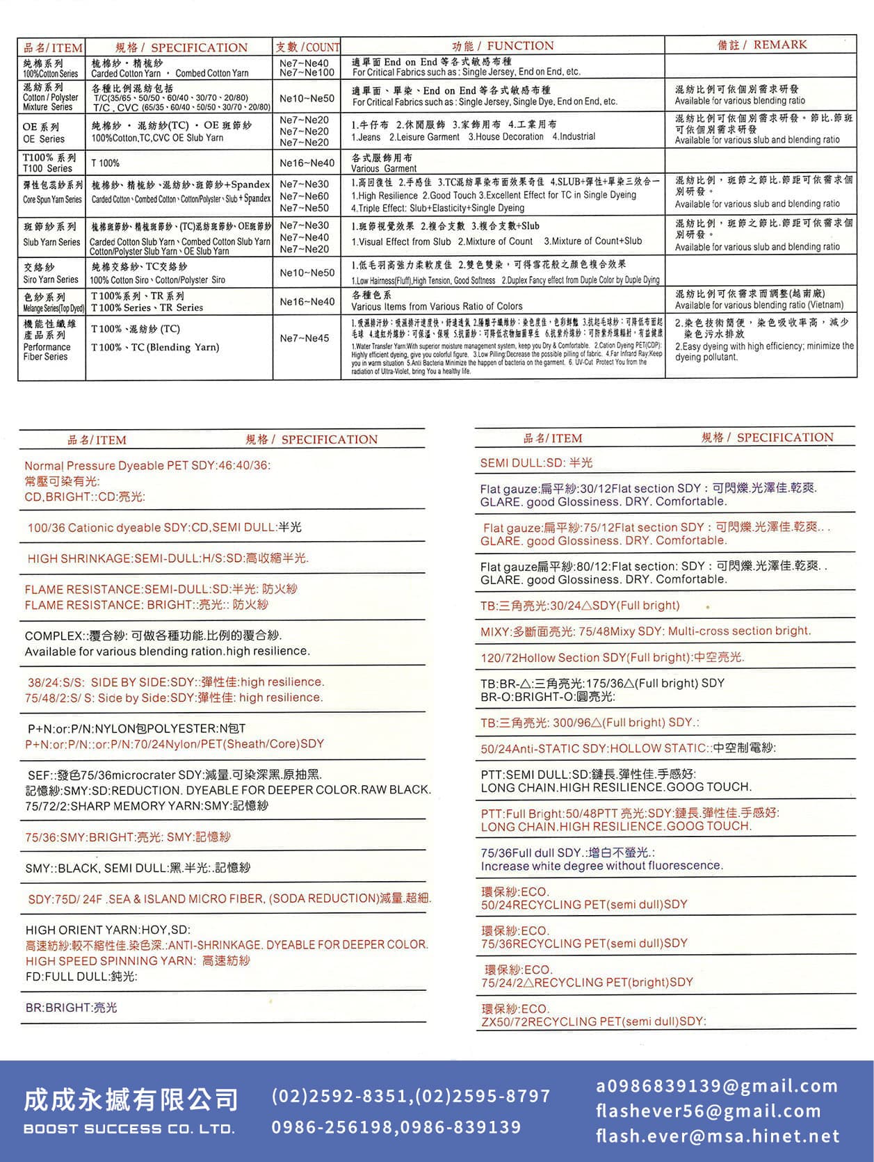 紡織纖維規格